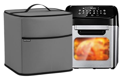 Image of Oven Air Fryer Top Cover with 2 Storage Pockets - Dustproof & Waterproof, Washable Protective Cover for Kitchen Appliances (36x36x36 cm) (Grey)