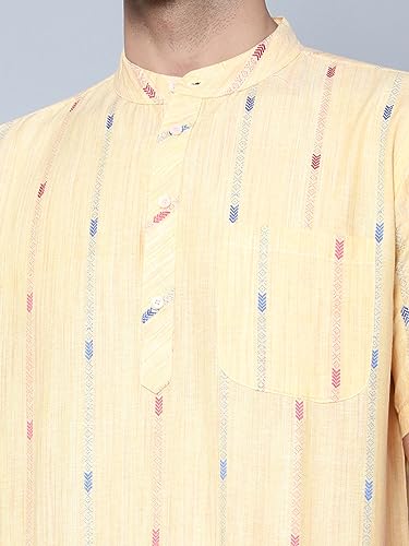 Image of LATEST CHIKAN Men's Cotton Regular Casual Strped Short Kurta Half Sleeves - (SK-LJ.DS.AS)