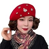 WUODHTW Women's Wig Beret Wig Short Roll Wig Fashion Versatile Round Top Wool Wool Beret Wig