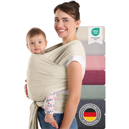 Laleni Echarpe de portage bebe nouveau-né jusqu'à 15 kg en coton - porte bebe naissance certifiée OEKO-TEX | porteur bebe 5,10m de long | porte bebe...