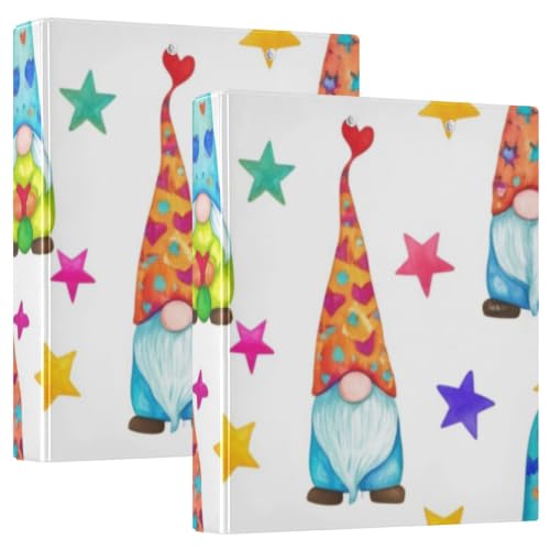 Classeur à 3 anneaux en D avec porte-bloc à motif nains colorés format A4