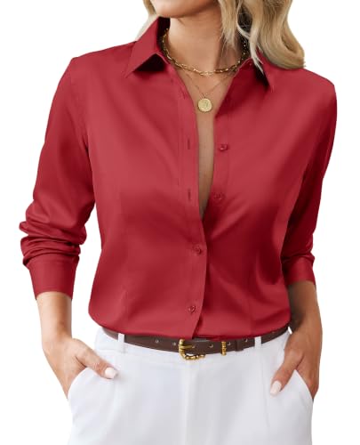 siliteelon Button Down Shirts for Women Classic Fit Long Sleeve Blouse Tops