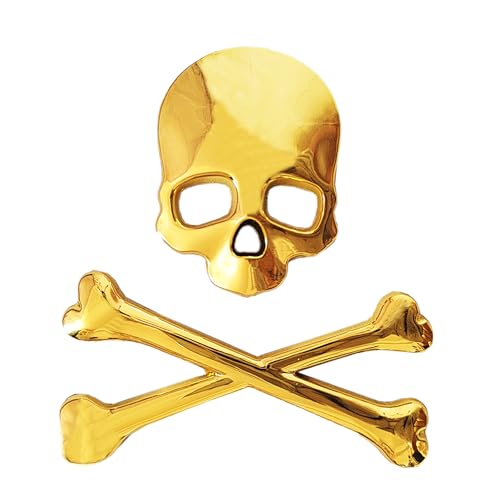Emblema de calavera y huesos cruzados de metal para coche y moto