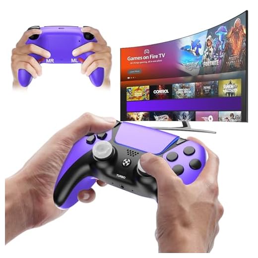 Enstixsm Upgraded for Luna Controller with Back Paddles,Turbo,Wireless Fire TV Game Controllers for PC,GeForce NOW,Firestick,Replacement for Luna Gamepad with ALPS Joystick,No Drift Stick,Purple