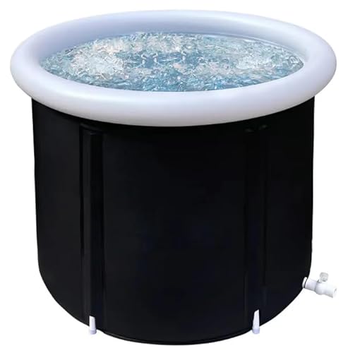 アイスバス アスリート用氷浴槽 蓋付き ポータブル折りたたみ式 6層断熱 アルミ支柱 全身浸け対応 筋肉回復 睡眠質向上 アスリート フィットネス愛好家 大型屋外 アイスプランジタブ 大人用 自立式浴槽 ユニセックス (75*70cm,K+白)