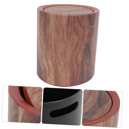 Caneca de basura con tapa abatible acabado madera miniatura 7