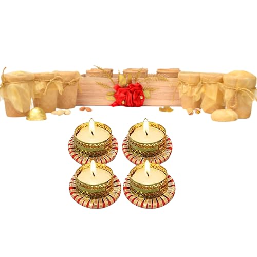 Image of NUTRI MIRACLE Edible Cups with Dry Fruits & Diya Gift Hamper for Diwali | Assorted Nuts in Eco-Friendly Cups including Greeting Card