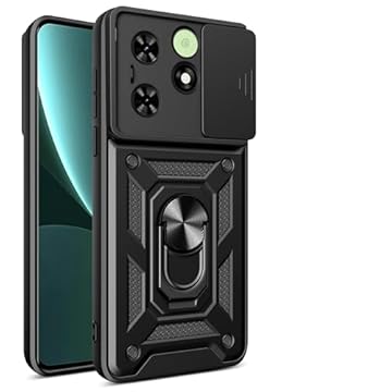 Kukoufey Capa compatível com Infinix Smart 8, com capa de lente de câmera deslizante compatível com Infinix Hot 40i X6528B / Smart 8 X6525 capa preta