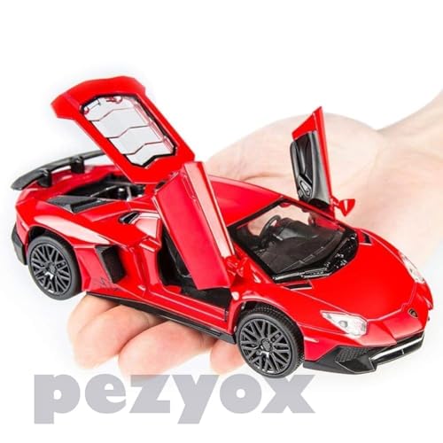 Image of 1:32 Scale Lamborghini LP750 Model Diecast Metal Pullback Toy car with Openable Doors & Light, Music Boys car for Kids Best Toys Gifts Toys for Kids (Red)