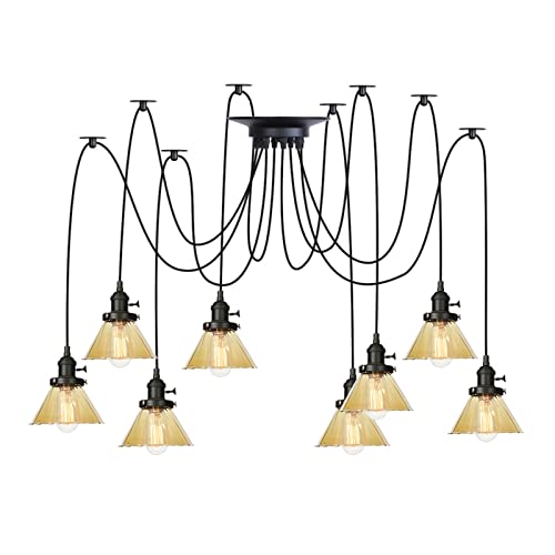 Lampe araignée de plafond réglable noir antique et lustres industriels haut de gamme