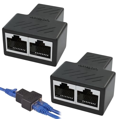 2 Stück LAN Verteiler 1 Auf 2 Ohne Strom Universelle LAN Kabel Splitter 1 Auf 2 Netzwerk Verlängerungen Adapter RJ45 Ethernet Splitter für Cat5 Cat5e Cat6 Cat6e Cat7 Cat8
