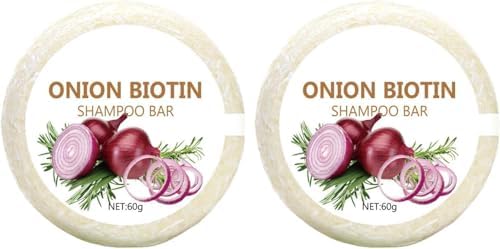 2PCS Oignon Shampooing Savon, 60g Onion Biotin Shampoo Bar, Shamp...