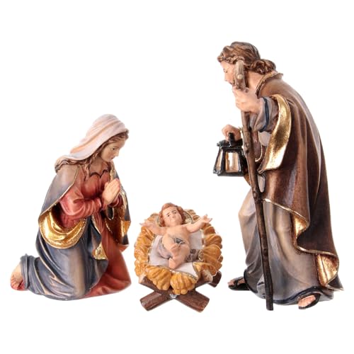 Holyart Holy Family Jesus Child 12 cm Wooden Painted Nativity Scene Mahlknecht Val Gardena