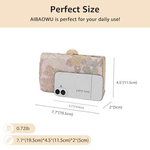 AIBAOWU Embroidered Flower Evening Bag Pink Floral Clutch Purse for Women Wedding Handbag Beaded Purse Sequin Clutch Shoulder Bag by AIBAOWU - Used condition - Image 6