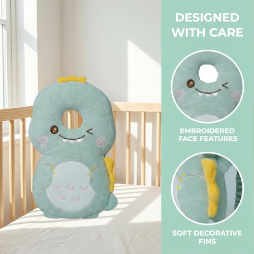 Image of Baby Head Protection Backpack - Soft Lightweight Fall Cushion for Toddlers During Crawling & Walking, Helps Ease Impact from Backward Tumbles(Dark Green Dinosaur)