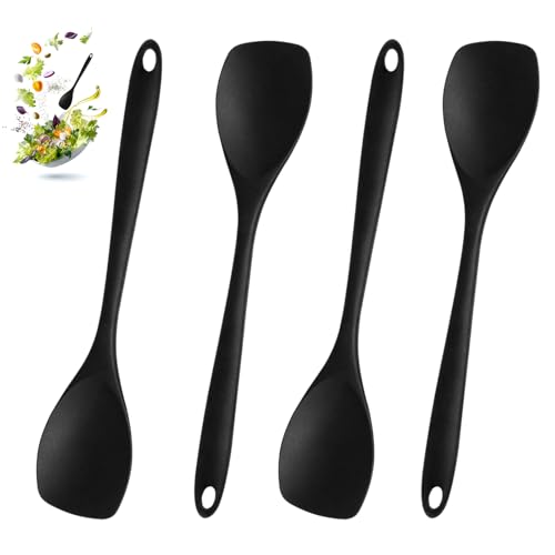 4 Cuillère de Cuisine 27,5 cm, Cuillere Silicone, Cuillère de Service, Sans BPA, Accessoires de Cuisine, Cuillère à Riz, Cuillère à Riz Antiadhésive,...
