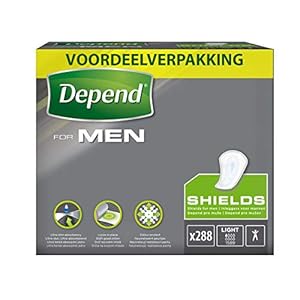 Depend verband voor mannen – Incontinentie en urineverlies – Shields – 288 stuks – Voordeelverpakking