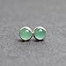 Kathy Bankston Handmade Chrysoprase Gemstone Stud Earrings for Women and Girls, 4mm Round Bezel 925 Sterling Silver