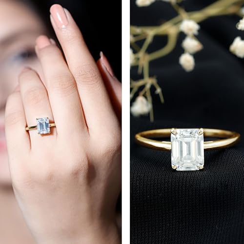 Certified Moissanite 7X9mm Emerald Cut Engagement Ring, D-Vs1 Quality, Moissanite Solitaire Ring - Ready To Gift2