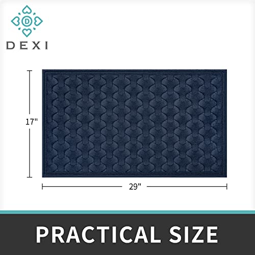 Dexi Rubber Door Mat Outdoor Doormat Heavy Duty Floor Rug, Waterproof Low-Profile Door Mat,17"X29", Navy Blue #TOP6