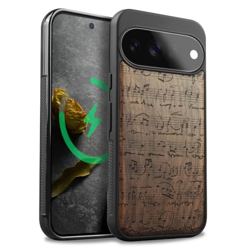 Coque en bois Pixel 11 idéale pour les musiciens avec motif partition gravée