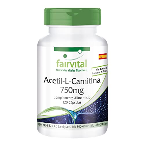 Fairvital | Acetil-L-Carnitina 750mg - 120 cápsulas - vegano - altamente dosificado