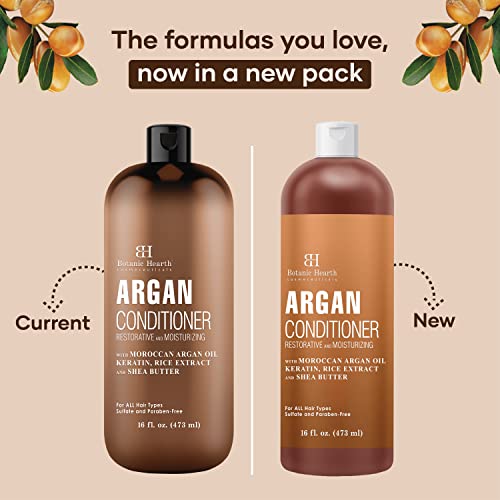 Botanic Hearth Argan Conditioner | For All Hair Types | Hydrating & Volumizing Formula | With Moroccan Argan Oil, Jojoba Oil, Rosemary Oil |Sulphate & Paraben Free, Color Safe | 16 Fl Oz #TOP6
