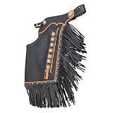 Custom Made Leather Fashion Chinks with Hand Tooled Yoke Set for Men Women Kids Small Medium Large LC-090 (Kids)