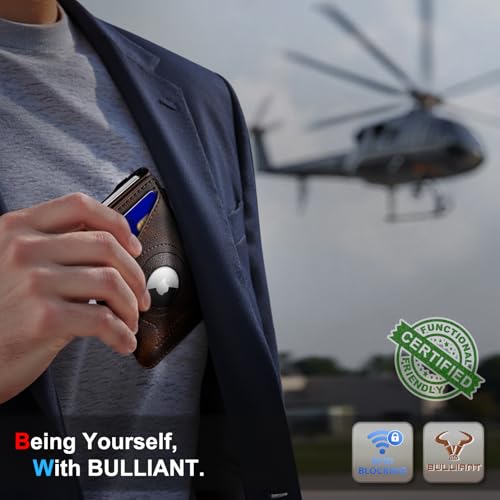 Image of BULLIANT Men Slim Leather Wallet Metal Case Money Clip-Magnetic Closure