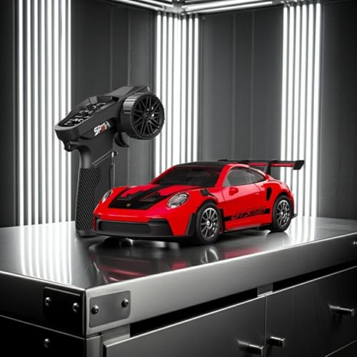 Image of Royal Cellar RC Drift Car 1:24 Scale 4WD | 20KM /H High-Speed Remote Control Car with LED Lights | 2.4GHz Rechargeable Drift Racing Car with Extra Tires & Cones | Gift Boys & Girls (Sparking Porshe)