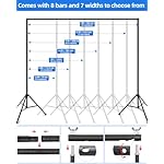 Hemmotop Backdrop Stand 10x8ft (WxH), Photography Background Stand for Parties, Adjustable Photo Backdrop Stands Kit for Wedding, Photo Booth, Party, Decoration, Balloon, Projector Screen - Image 3