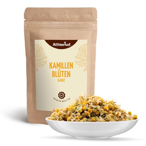 Kamillenblüten getrocknet lose 500g | ganze Kamillenblüten getrocknet | Kamillentee aus Blüten-Köpfen | 100% natürlich | leicht bitterer und milder Geschmack | vom Achterhof