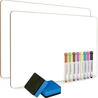 DumanAsen 2 Pack Dry Erase Lapboard, A3 Size Double Sided Mini Dry Erase Board, Dry Erase Whiteboard for Kids, with 8 Dry Erase Markers and 2 Eraser, 16inch*12inch