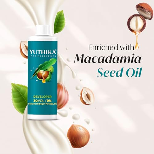 Image of Yuthika Professional Creme Hair Color Dark Blonde 6.0 100g with Developer 30 Vol 100ml, Permanent Hair Color Cream, Grey Coverage, For Men & Women