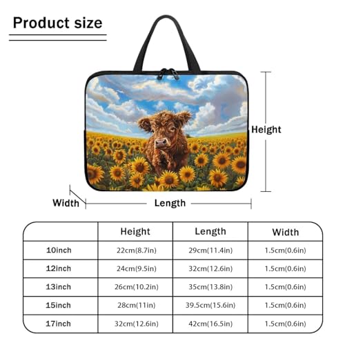 Funda para Laptop 17 pulgadas Estampado Sunflower Highland Cow miniatura 7