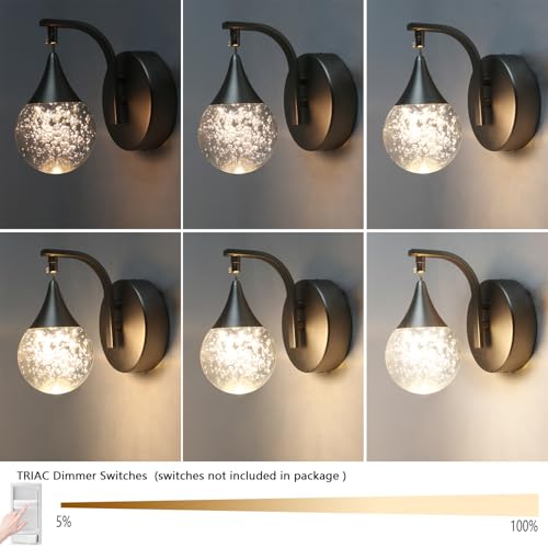 Image of Wall Sconce Indoor, LED Modern Crystal Wall Sconces, Bubble Sconce Wall Lighting for Bedroom Dining Room Living Room Hallway Vanity Bathroom, Nickel