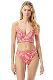 Michael Kors Romantic Paisley Bralette Bikini Top with Removable Soft Cups Geranium SM