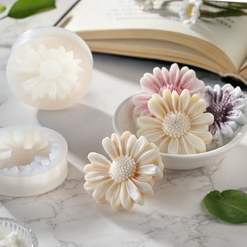 image for KCKHFA Daisy Flower Silicone Candle Mold, Moldes para Velas for Candle