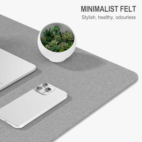 Image of Auhoahsil Felt Desk Mat, Minimalist Large Mouse Pad XL 31.5 x 11.8 in, Desk Matt for Desktop, Keyboard, Laptop, Computer, Office, Work from Home, Gaming, Light Gray