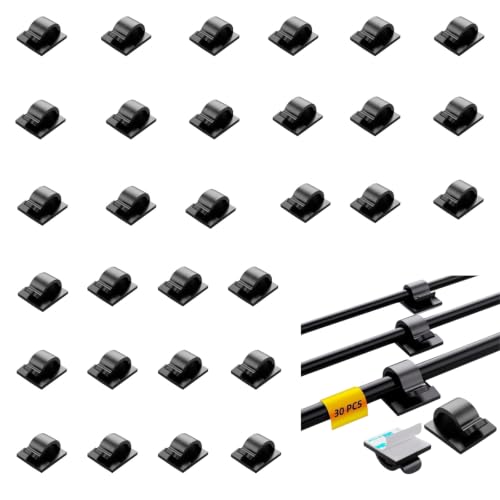 Image of Cable Clips for Wire Management on Wall | Self-Adhesive Wire Organizer Clips for Wall Desk Office Home | Heavy Duty Cable Clips for Laptop Computer