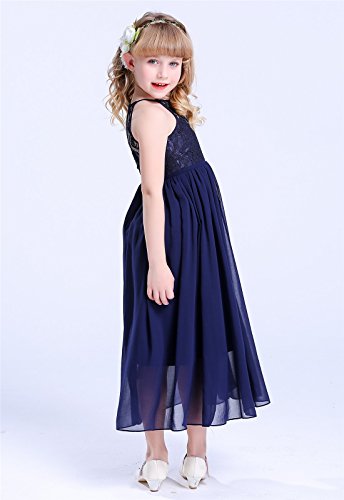 Girls Lace Party Wedding Long Chiffon Junior Bridesmaid Dress2