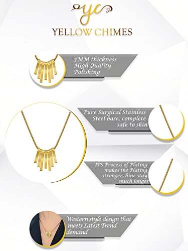 Image of Yellow Chimes Chain Pendant for Women Western Style Gold-Plated Stainless Steel Square Chain Pendant Necklace For Women and Girls.