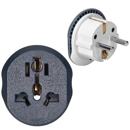 Reiseadapter Europa EU - Universaladapter Typ E & F für EU-Steckdosen, 230V, 13A, Steckdosenadapter - Reisestecker Frankreich Deutschland Belgien Niederlanden