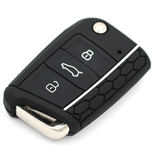 Sleutelhoes VB voor 3 toetsen autosleutel silicone cover sleutelhoes etui beschermhoes (zwart-wit) - Image 3