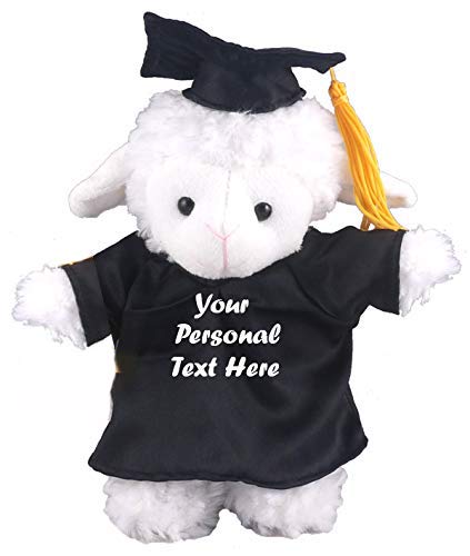 Plushland Plush Stuffed Animal Toys 8 Inches Present Gifts for Graduation Day, Personalized Text, Name or Your School Logo on Gown, Best for Any Grad