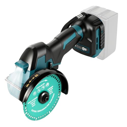 4-Zoll Akku-Kreissäge, kompatibel mit Makita 18V-Akku (ohne Batterie), bürstenlose Mini-Kreissäge mit 18.000 U/min, 2 Sägeblättern, 3 Geschwindigkeitsstufen und LED-Leuchte für Holz/Metall/Kunststoff