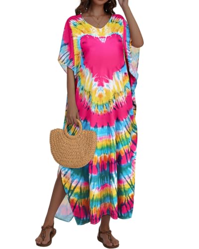 Image of Kaftan Dresses for Women V Neck Caftan Batwing Sleeve Swimsuit Cover Up