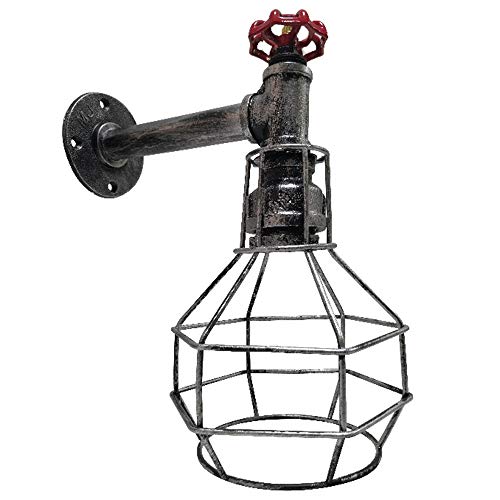 Preisvergleich Produktbild HWCXYMX Retro Wandleuchte Innen beleuchtung E27 Industriedesign Deckenleuchte Wasserleitung Iron Cage Wandlampe Restaurant Wandbeleuchtung Lampen und Zubehör Ohne Glühbirne,Silber