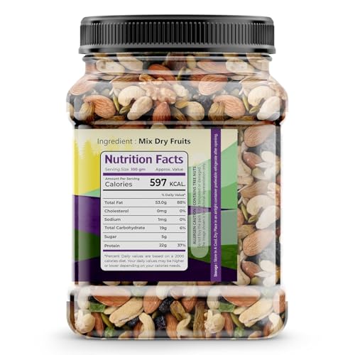 Image of Marwar Seth Panchmewa Mix Dry Fruit 1KG | Healthy Mixed Nuts and Seed with Almonds, Cashews, Dates, Pumpkin Seeds, Candied Amla | Reusable Jar Pack