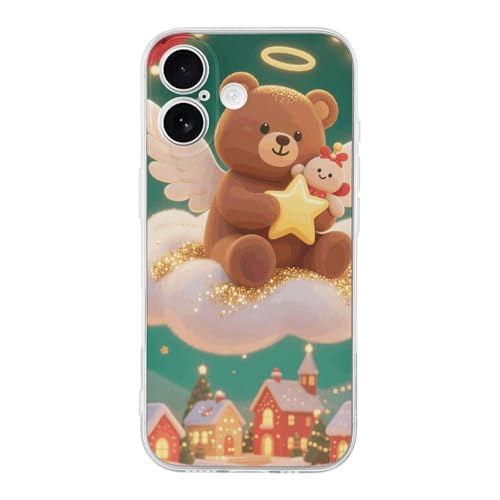 FodPand Angel Bear Phone Case iPhone 17�p TPU �n�[�h�t�H���ی�J�o�[ ���h�~ �ϏՌ� �~�j�}���X�g ���I�P�[�X �����p & �j���p ����